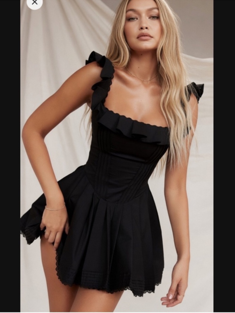 HOUSE OF CB 'Jemima' Black Pin Tuck Pleated Dress /Size S-US 4-6 $239
